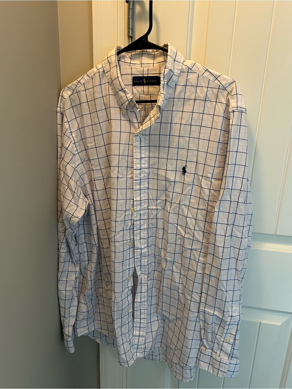 Ralph Lauren White Shirt with Blue Windowpane Check